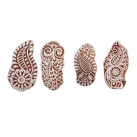 Set of 4 Piece New Mix Wooden Printing Block